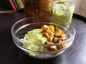 Coconut Coriander Chutney and Sweet Mango Pickle CocoChutMangoPickle